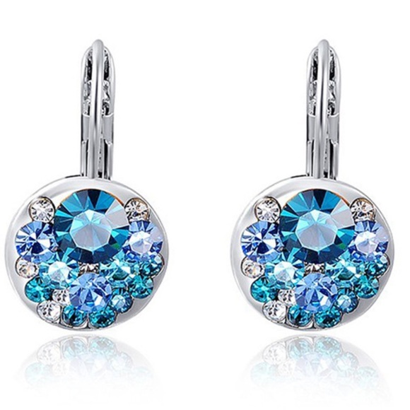 Blue Crystal Earrings New - Picture 3 of 4